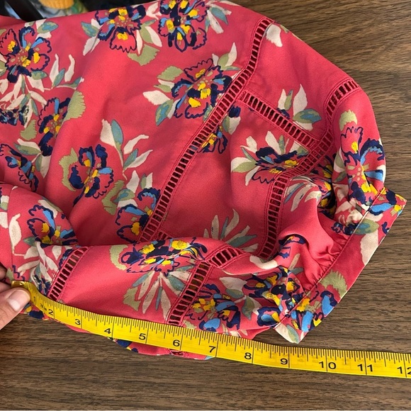 Zach & Rachel Women's Bubble Eye Lit Sleeve Button Down Floral Blouse Medium - Picture 9 of 9